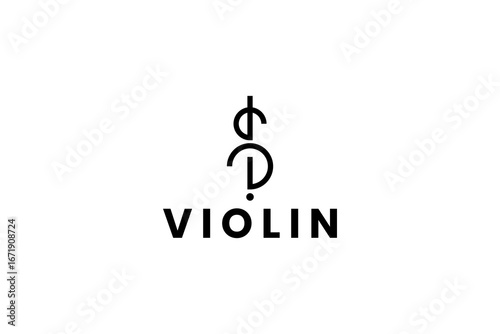 Simple Minimalist Violin Fiddle Viola Silhouette for Music Concert Show Logo Design