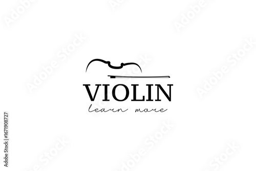 Simple Minimalist Violin Fiddle Viola Silhouette for Music Concert Show Logo Design