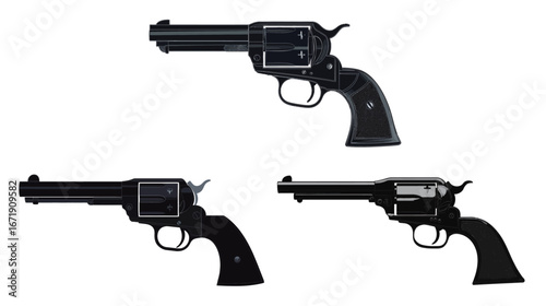 A Clean Black Silhouette of a Classic Double-Action Revolver Vector