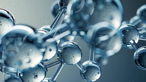 PFAS removal concept ,Transparent Molecular Structure Showcasing Connection of Atoms in Chemistry and Science with Water Droplets