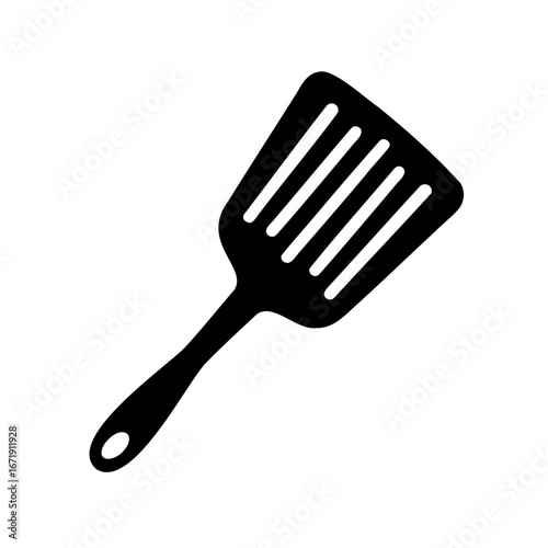 Black spatula kitchen utensil isolated on white background culinary equipment icon