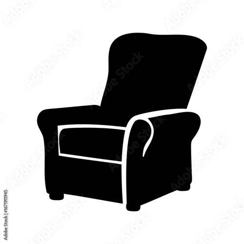 Silhouette of a comfortable armchair, perfect for relaxation and unwinding after a long day