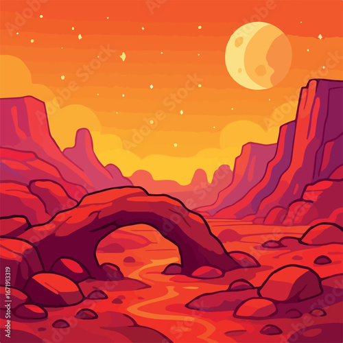colorful vector of Alien planet landscape