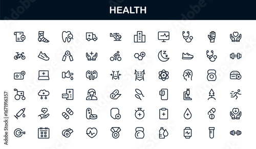 Premium Health Icon Set. Minimal, Clean, Professional Icons for Medical, Health and Wellness