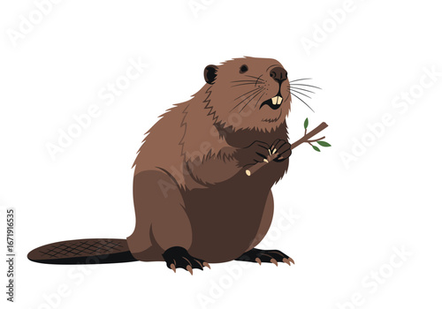 Charming rodent critter nibbling on a twig with great enthusiasm
