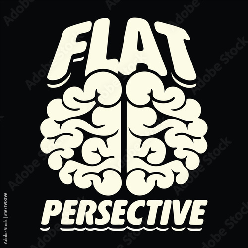 Flat Perspective Visual Representation of a Brain for Science T-shirt Design