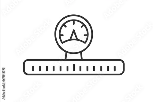 Measuring scale line icon vector. Weight, balance and measurement concept. Bar level meter with dial gauge for performance indicator. Infographic element isolated on white.