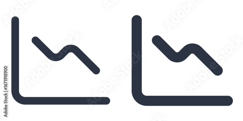 Decline Chart simple icons set designed in filled, outline, line and stroke style