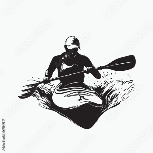 vector illustration of kayaking