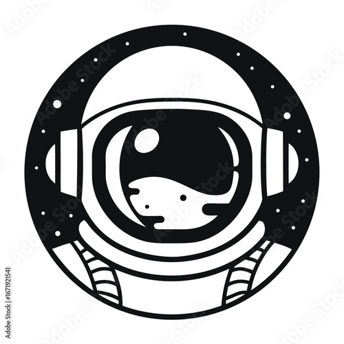 Astronaut Helmet in Space Emblem Exploring Cosmic Frontiers