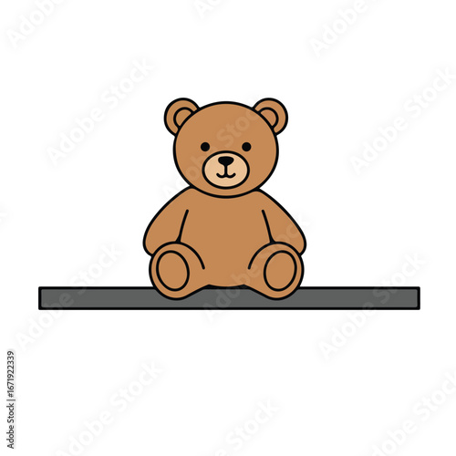 Teddy Bear Sitting on a Gray Shelf