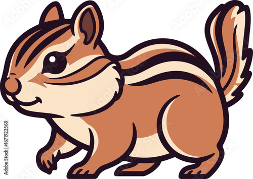 A charming pixel art illustration of a chipmunk. The chipmunk is depicted in a side profile, exhibiting a playful yet calm demeanor.
