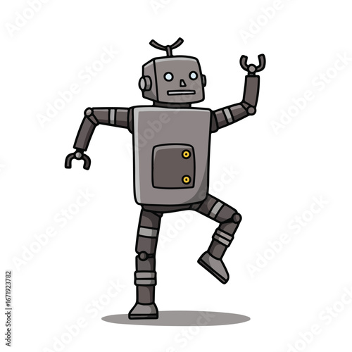 Robot Dancing on White Background