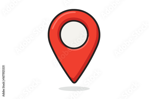 Red location pin vector isolated on transparent background, map marker icon, GPS navigation symbol, red map pointer button, location marker graphic, vector illustration
