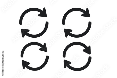 Rotate Vector Arrow Icon Set, Isolated Refresh and Reload Symbols, Circular Loop Arrows for Reset, Update, Repeat, Sync Concepts, Vector Cartoon Illustration on Transparent Background