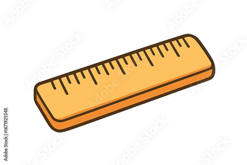 Vector cartoon ruler icon, measuring tool symbol, meter ruler illustration with transparent background, precise measurement instrument, school and office supply graphic
