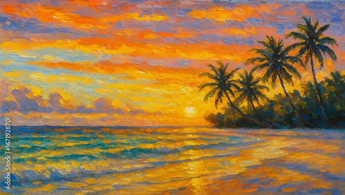 Tropical Sunset by the Shore