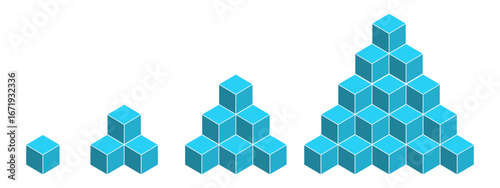 3 stacked congruent cubes	