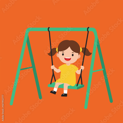 , keywords and category suggestions for the image

 Girl Swinging Happily on a Swing Set in a Playground