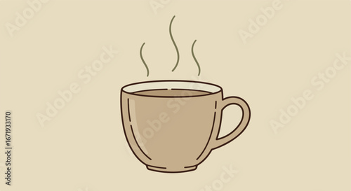 Warming Drink Steam from Cup on Beige Background