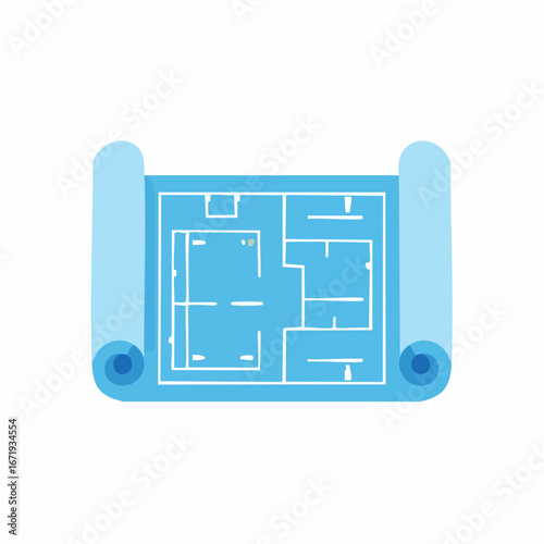 Architectural Blueprint for House Floor Plan Design and Construction Project Illustration