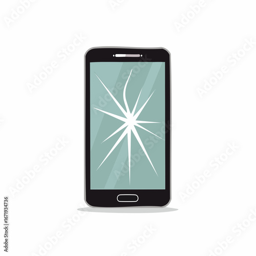 Smartphone with cracked screen illustration