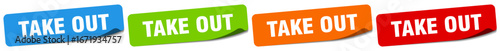 take out sticker. take out sticker set on white background