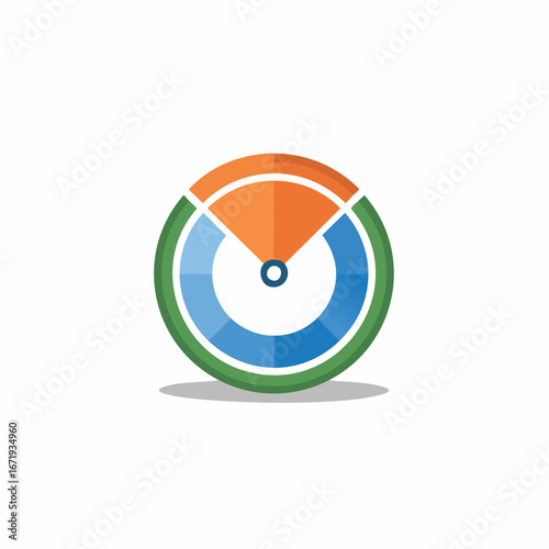 Abstract colorful segmented circle with central dot and vibrant divisions