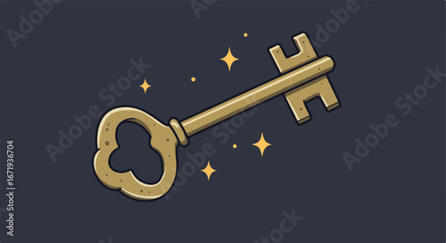 Shiny Key Floating in Magical Space