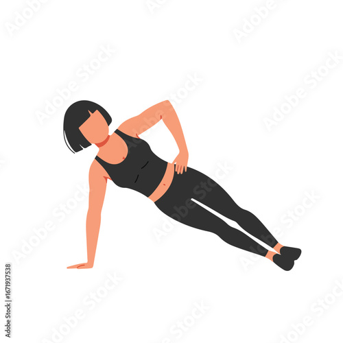 Woman Doing Side Plank Exercise on Floor