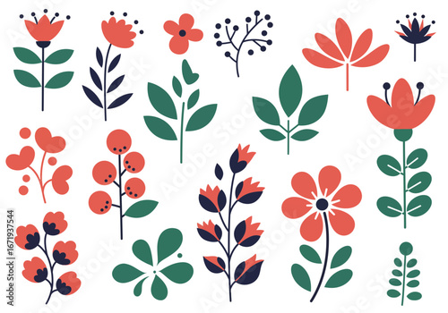 Vibrant floral elements perfect for design projects, adding a touch of nature's beauty