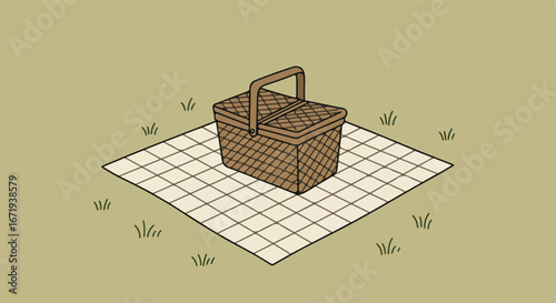 Basket on Blanket, Relaxing in the Meadow, Outing in Nature