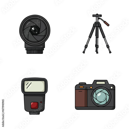 Equipment displayed for photography in studio or on location photoshoot