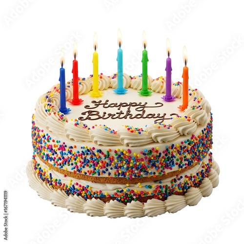 Birthday cake delight: A delectable birthday cake, a symbol of joyous celebrations. Adorned with colorful candles and sprinkles, it invites a sweet moment of indulgence and anticipation.