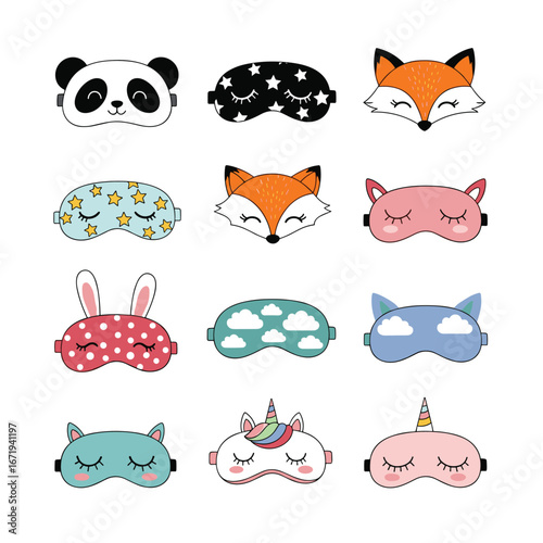Cute sleep masks featuring adorable animals and whimsical designs for peaceful rest