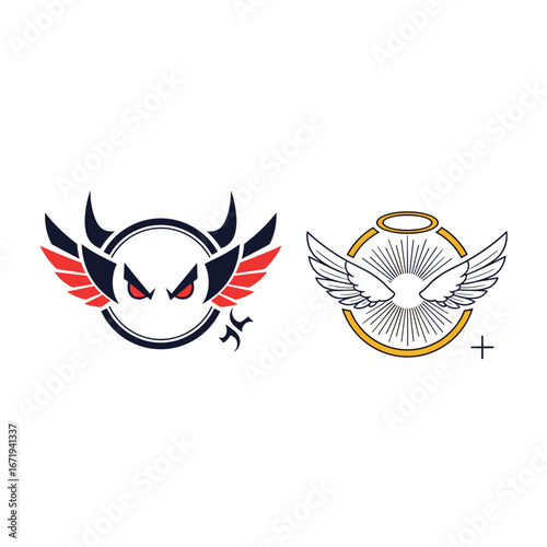 Exploring the duality of good and evil through symbolic winged emblems