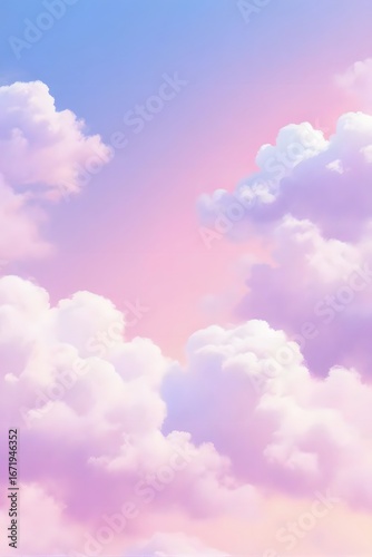 Pink and purple clouds in pastel sky 