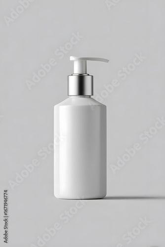 White pump bottle against plain background 