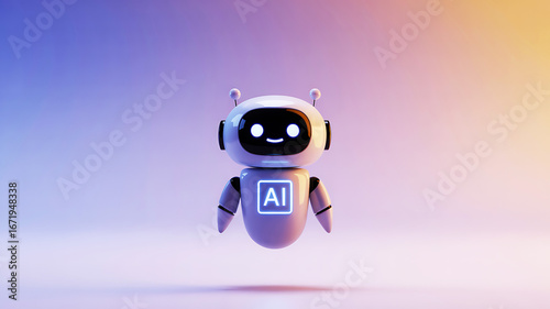 AI Robot: Ai nano ai agent 3d on pastel background.