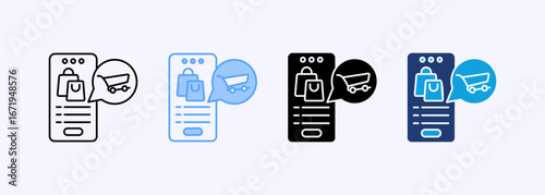 Mobile Shopping Icon Set Multiple Style Collection