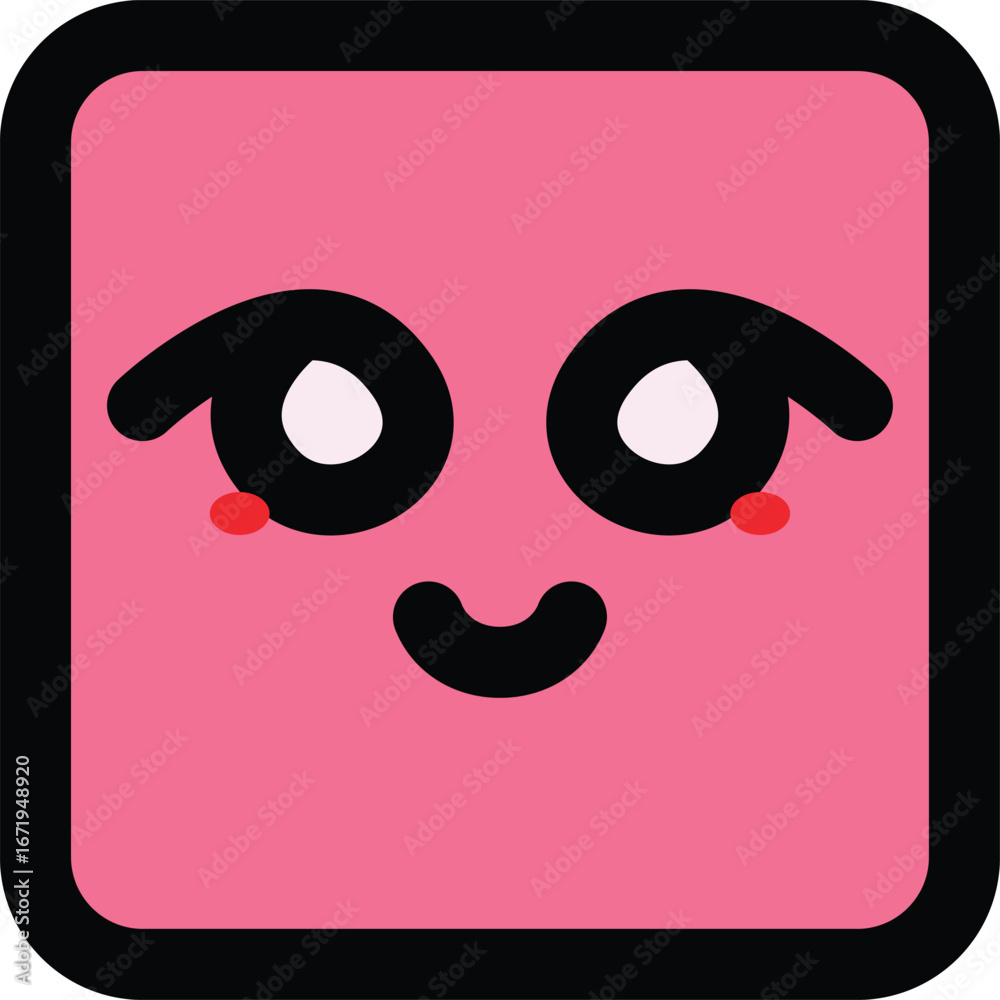 Naklejka premium pink square faced character vector icon