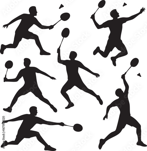 Badminton Players Silhouettes
