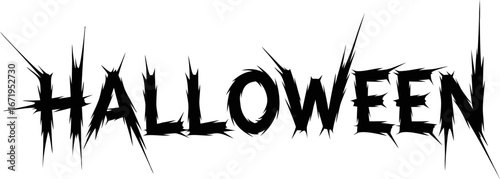 A bold and spooky "Halloween" text illustration with jagged edges, perfect for banners, posters, and seasonal promotions.