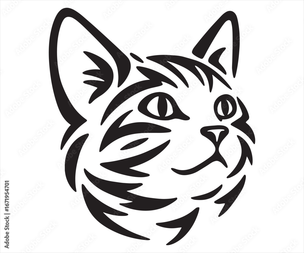 Obraz premium Cute Cat Head Cartoon Illustration