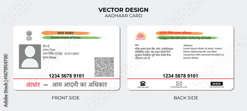 Editable Aadhaar Card Vector Template – Indian Government ID Design for Mockups and UI Kits