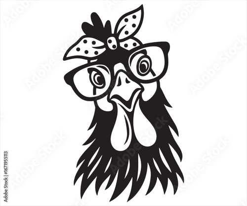 Cool Rooster with Glasses Cartoon Illustration