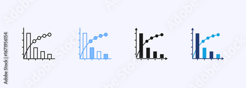 Pareto Chart Icon Set Multiple Style Collection