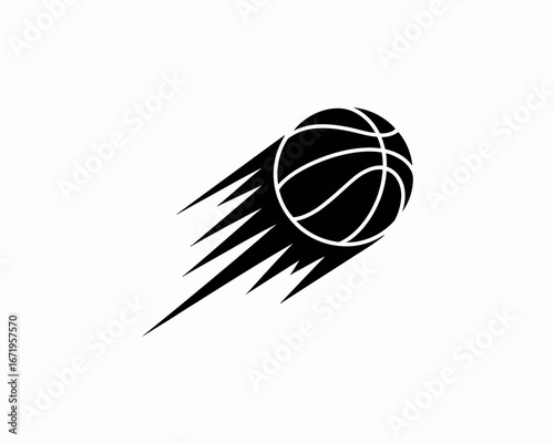 Dynamic Basketball Motion Graphic with Speed Lines Silhouette on a White Background for Sport and Design