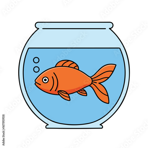 Fish swimming peacefully in fishbowl