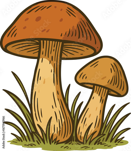 Forest mushrooms illustration